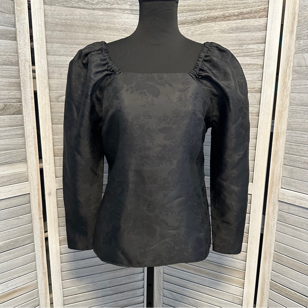 Rachel Parcell Black Floral Blouse